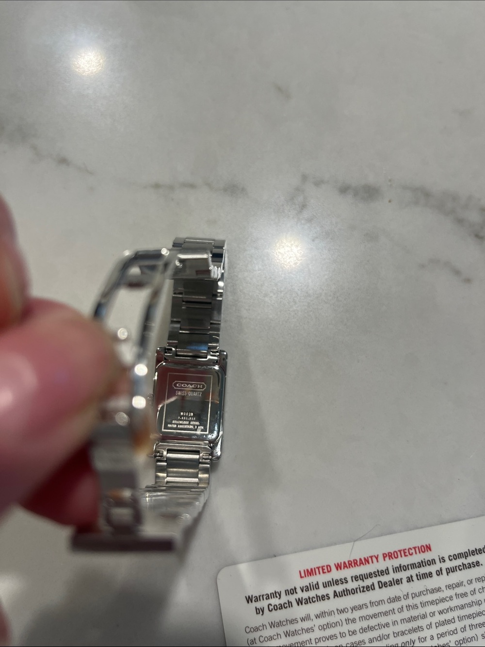 NWT Coach Stainless Steel Rectangular Watch - Silver - Picture 11 of 12